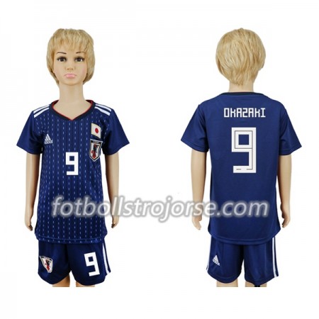 Japan Matchtröjor Okazaki 9 Barn Hemma Fotbollströja VM 2018